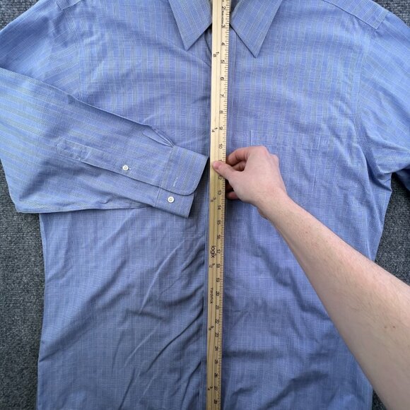 Brooks Brothers Long Sleeve Button Up Shirt Mens 16.5 32/33 Blue Check Cotton - Picture 3 of 11
